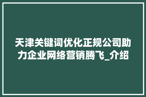 天津关键词优化正规公司助力企业网络营销腾飞_介绍专业SEO服务之路