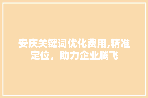 安庆关键词优化费用,精准定位，助力企业腾飞