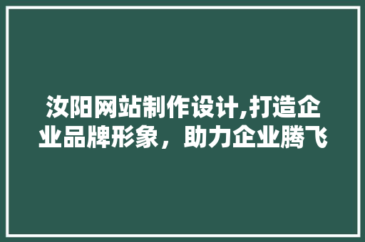 汝阳网站制作设计,打造企业品牌形象，助力企业腾飞