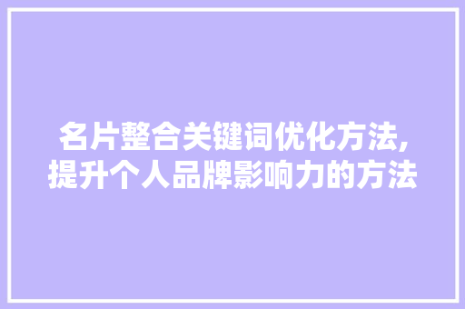 名片整合关键词优化方法,提升个人品牌影响力的方法