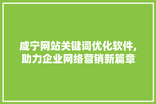 咸宁网站关键词优化软件,助力企业网络营销新篇章