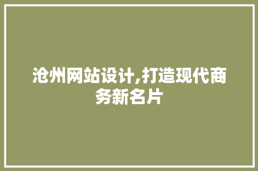 沧州网站设计,打造现代商务新名片