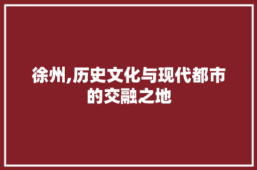 徐州,历史文化与现代都市的交融之地