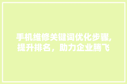 手机维修关键词优化步骤,提升排名，助力企业腾飞