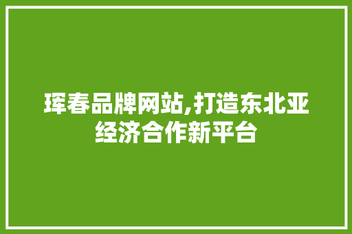 珲春品牌网站,打造东北亚经济合作新平台