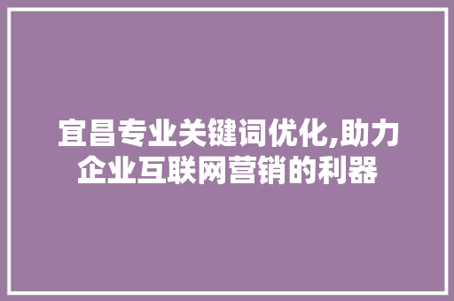 宜昌专业关键词优化,助力企业互联网营销的利器