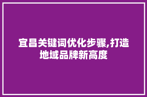 宜昌关键词优化步骤,打造地域品牌新高度 MySQL