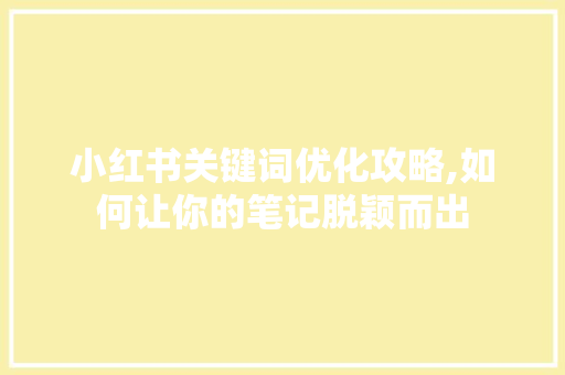 小红书关键词优化攻略,如何让你的笔记脱颖而出
