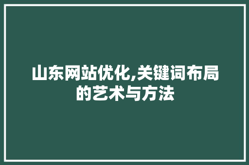 山东网站优化,关键词布局的艺术与方法 前端技术