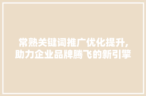 常熟关键词推广优化提升,助力企业品牌腾飞的新引擎