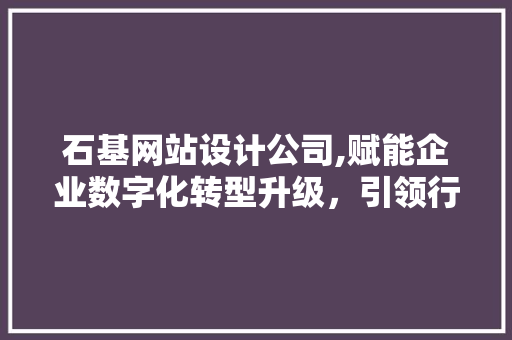 石基网站设计公司,赋能企业数字化转型升级，引领行业创新潮流