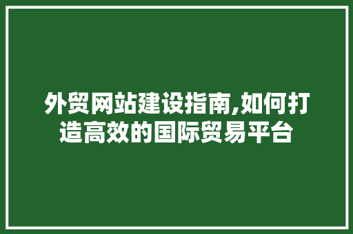 外贸网站建设指南,如何打造高效的国际贸易平台 商务信函