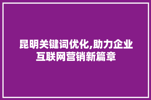 昆明关键词优化,助力企业互联网营销新篇章