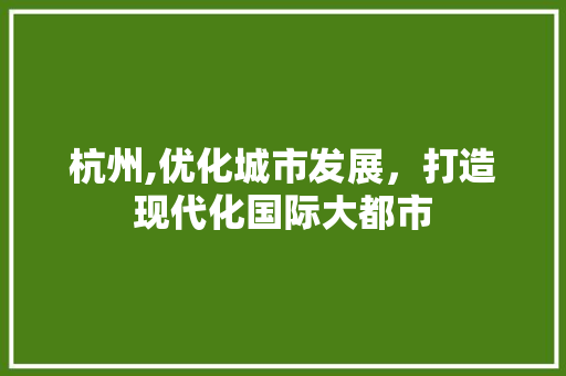 杭州,优化城市发展，打造现代化国际大都市 缓存Redis