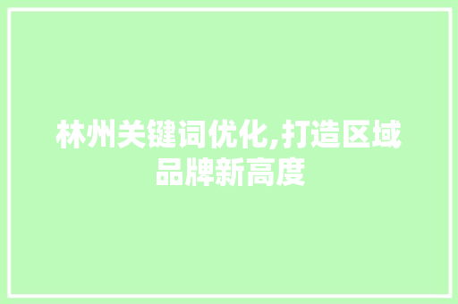 林州关键词优化,打造区域品牌新高度