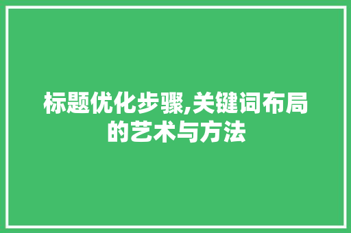 标题优化步骤,关键词布局的艺术与方法