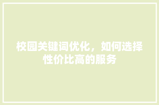校园关键词优化，如何选择性价比高的服务