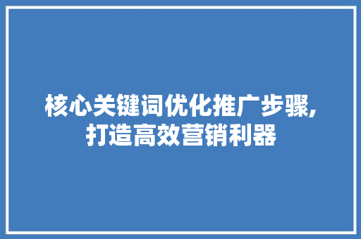 核心关键词优化推广步骤,打造高效营销利器