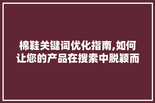 棉鞋关键词优化指南,如何让您的产品在搜索中脱颖而出