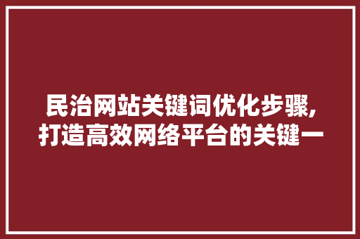 民治网站关键词优化步骤,打造高效网络平台的关键一步