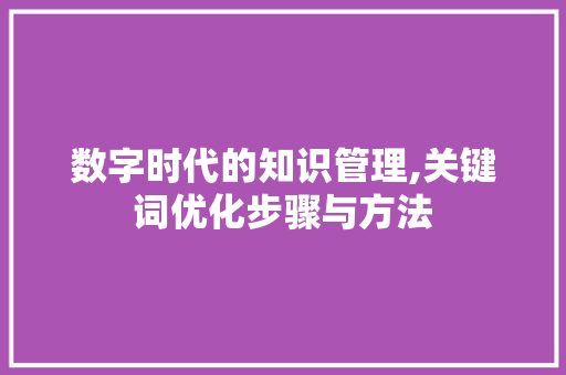 数字时代的知识管理,关键词优化步骤与方法