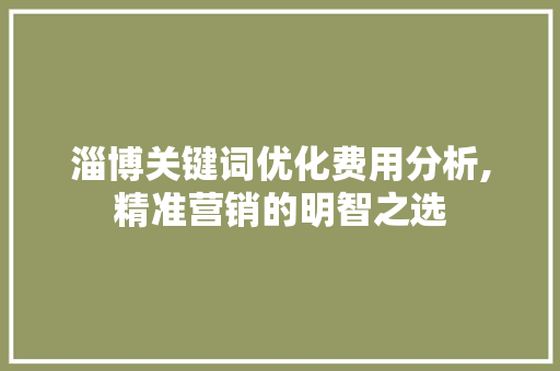 淄博关键词优化费用分析,精准营销的明智之选