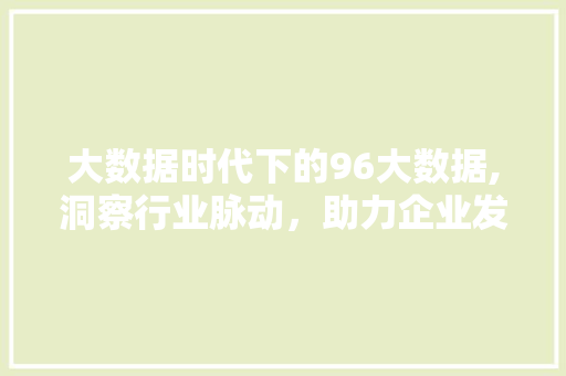 大数据时代下的96大数据,洞察行业脉动，助力企业发展 缓存Redis