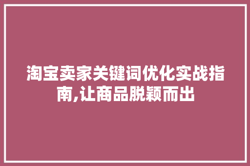 淘宝卖家关键词优化实战指南,让商品脱颖而出