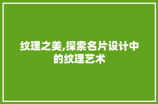 纹理之美,探索名片设计中的纹理艺术