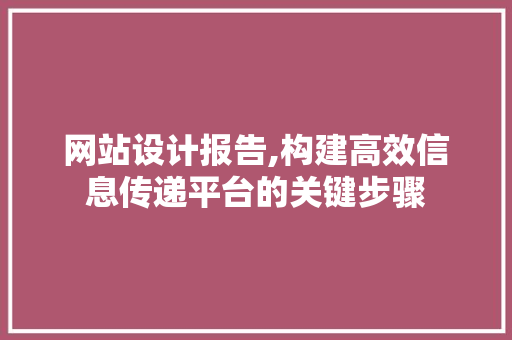 网站设计报告,构建高效信息传递平台的关键步骤 前端技术