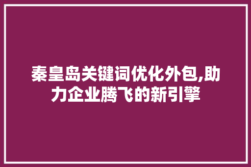 秦皇岛关键词优化外包,助力企业腾飞的新引擎