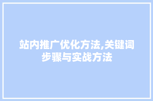 站内推广优化方法,关键词步骤与实战方法 缓存Redis