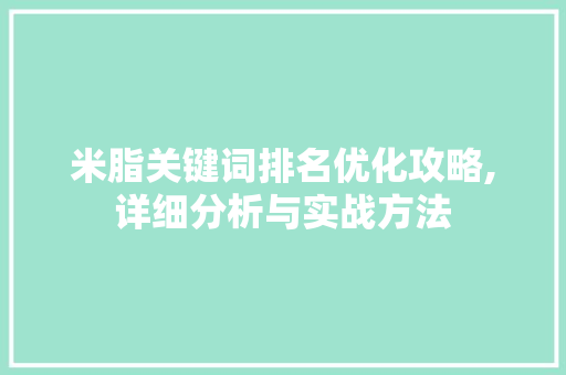 米脂关键词排名优化攻略,详细分析与实战方法