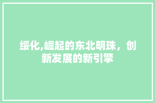 绥化,崛起的东北明珠，创新发展的新引擎
