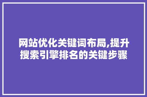 网站优化关键词布局,提升搜索引擎排名的关键步骤 响应式设计