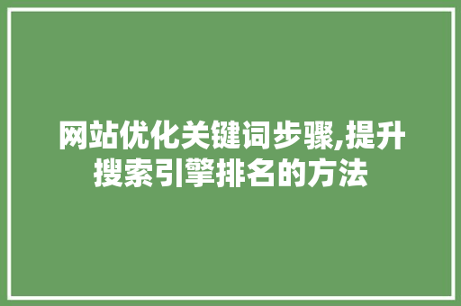 网站优化关键词步骤,提升搜索引擎排名的方法