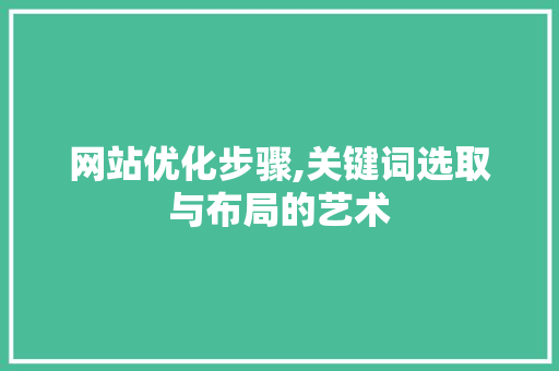 网站优化步骤,关键词选取与布局的艺术