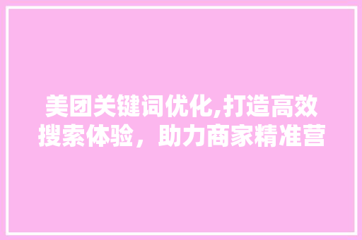 美团关键词优化,打造高效搜索体验，助力商家精准营销