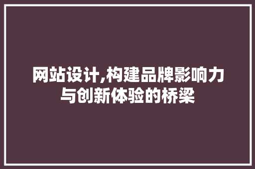 网站设计,构建品牌影响力与创新体验的桥梁 缓存Redis