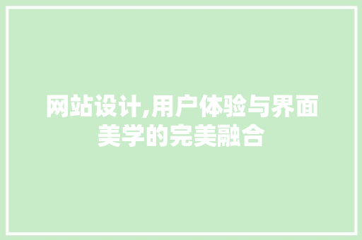 网站设计,用户体验与界面美学的完美融合 商务信函