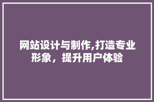 网站设计与制作,打造专业形象，提升用户体验 前端技术