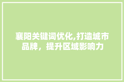 襄阳关键词优化,打造城市品牌，提升区域影响力