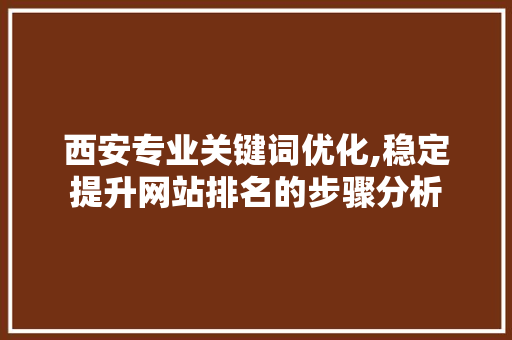 西安专业关键词优化,稳定提升网站排名的步骤分析