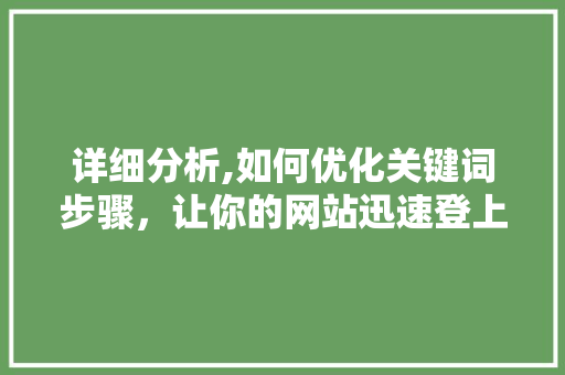 详细分析,如何优化关键词步骤，让你的网站迅速登上首页
