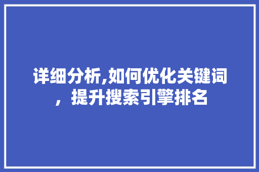 详细分析,如何优化关键词，提升搜索引擎排名