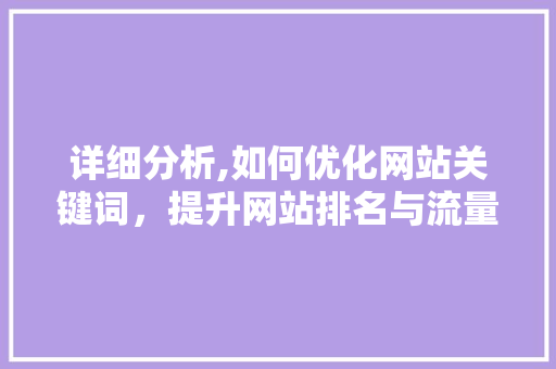 详细分析,如何优化网站关键词，提升网站排名与流量