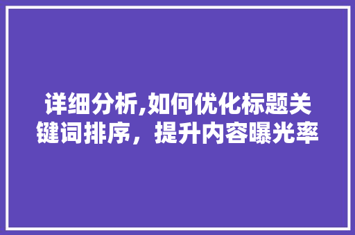 详细分析,如何优化标题关键词排序，提升内容曝光率
