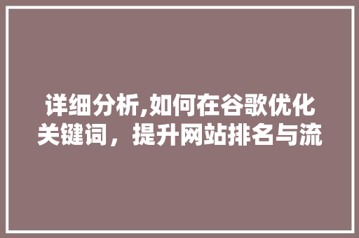详细分析,如何在谷歌优化关键词，提升网站排名与流量
