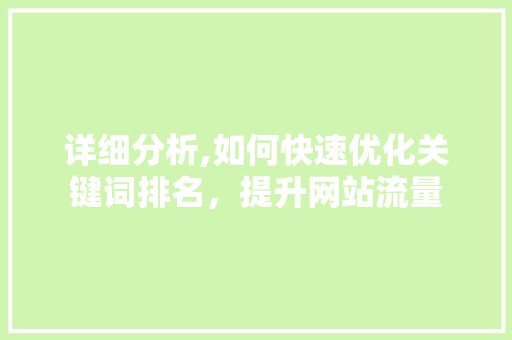 详细分析,如何快速优化关键词排名，提升网站流量