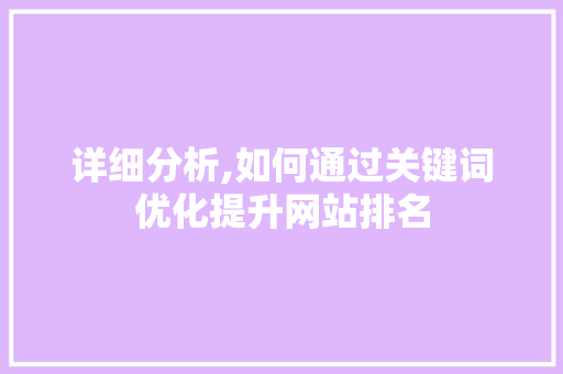 详细分析,如何通过关键词优化提升网站排名